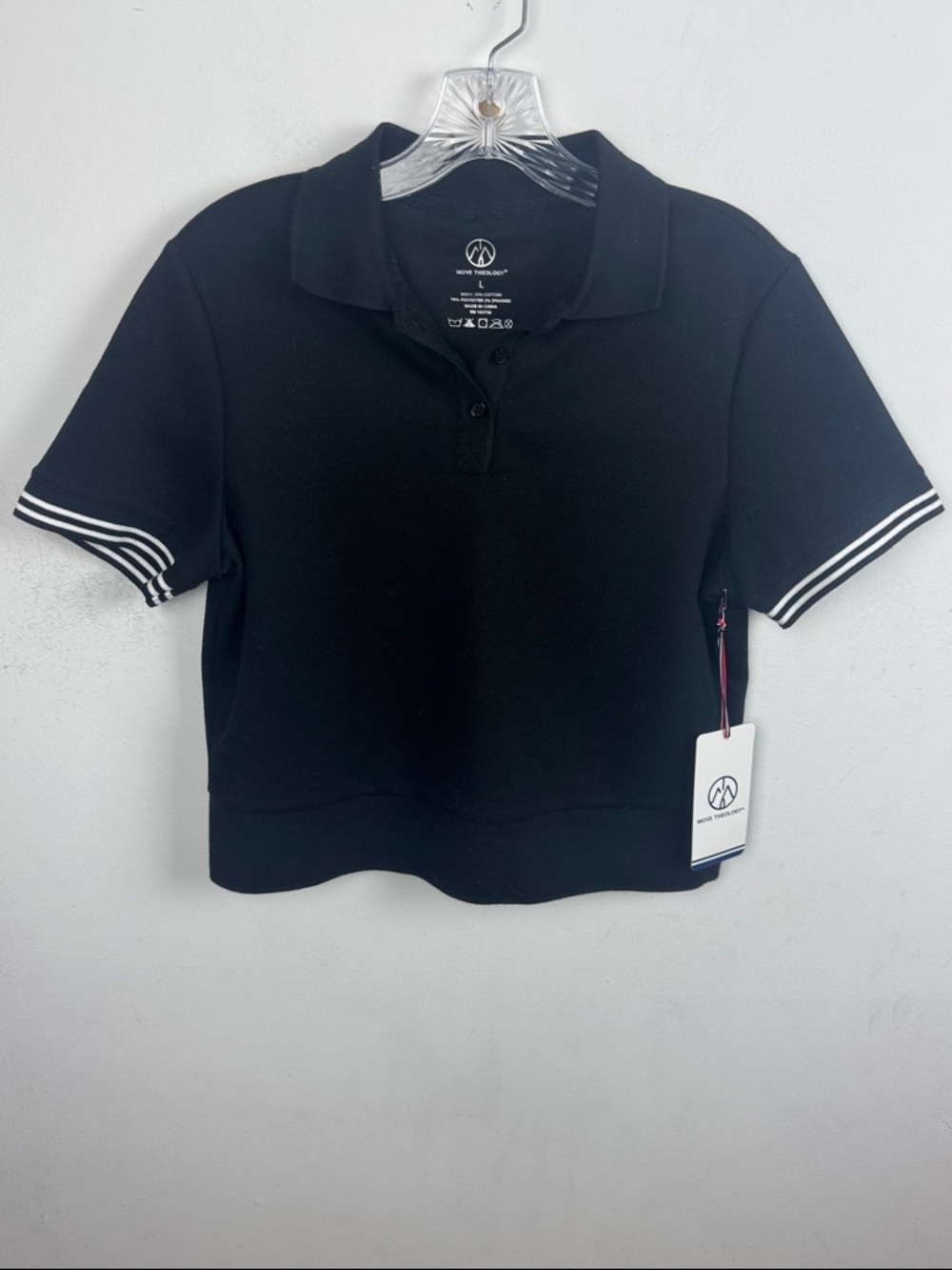 Black Cropped Polo Top